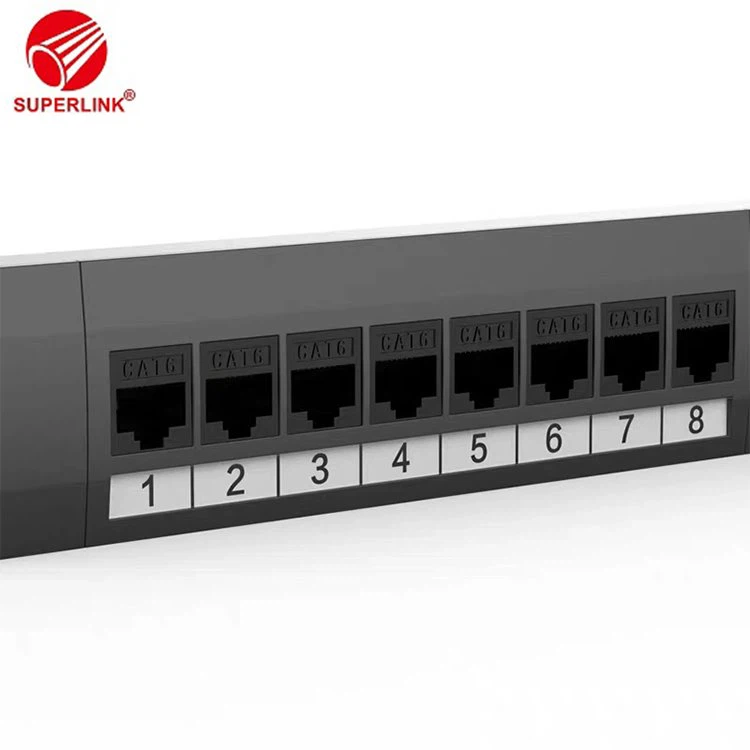 Patch Panel od 24 porta 1U 19 inča Kompatibilan za montažu u stalak CAT6 LAN crna